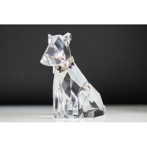 47 - Five Boxed items of Swarovski including Airedale Terrier 289202, Standing Unicorn 630119, Budgies 68... 