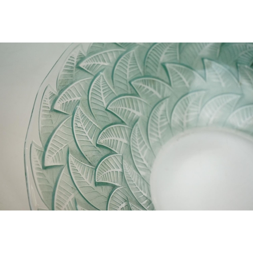 5 - Rene Lalique 'Ormeaux' pattern blue stained glass dish, pre-1945, of wavy circular form with moulded... 