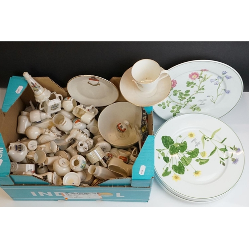 51 - Collection of Crested Souvenir Ceramics together with Eight Portmeirion ' Welsh Wild Flowers ' Dinne... 