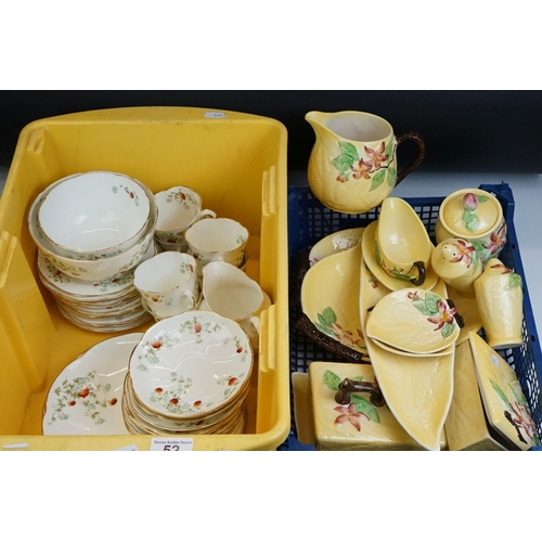 52 - Royal Albert Crown China part Tea Set decorated with red and pale blue flowers comprising 6 tea cups... 