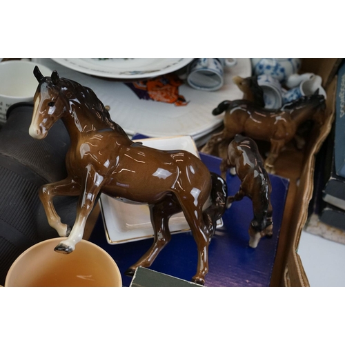 54 - Mixed lot of Ceramics including Four Beswick Horses / Foals, Wedgwood Peter Rabbit items, Five Engli... 