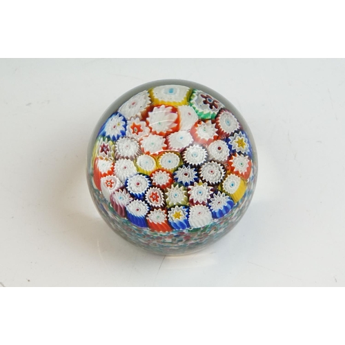 56 - Mixed lot including Four Millefiori Glass Paperweights, Faience Double Inkstand / Standish, Capodimo... 