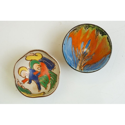 65 - Clarice Cliff - Clarice Cliff conical salt dish with hand painted stylised flame-like tree decoratio... 