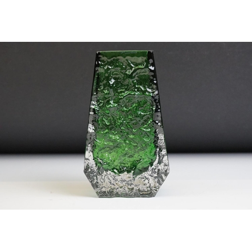 7 - Whitefriars meadow green coffin form vase designed by Geoffrey Baxter, 13cm high