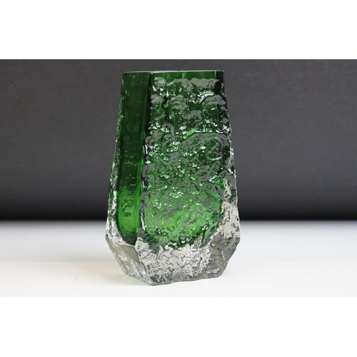 7 - Whitefriars meadow green coffin form vase designed by Geoffrey Baxter, 13cm high