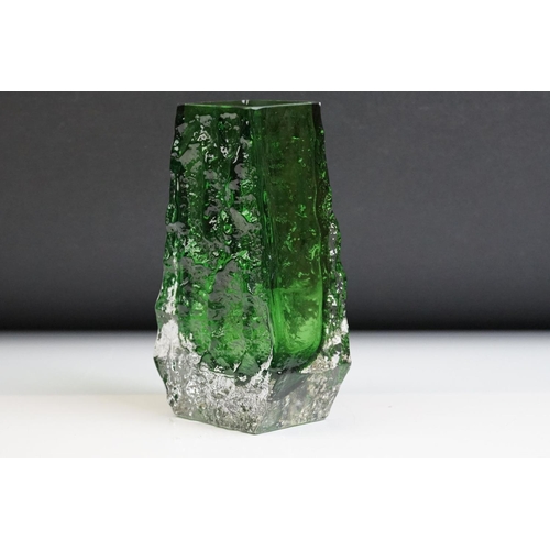 7 - Whitefriars meadow green coffin form vase designed by Geoffrey Baxter, 13cm high