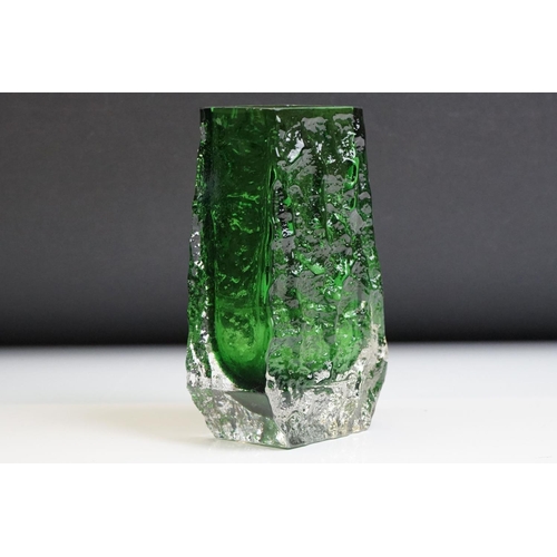 7 - Whitefriars meadow green coffin form vase designed by Geoffrey Baxter, 13cm high