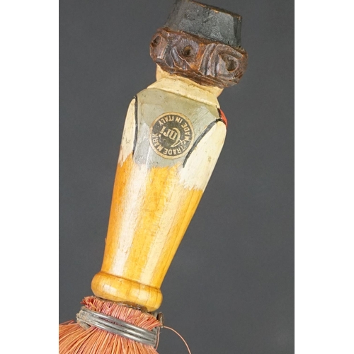 192 - Italian ' Anri ' Carved Folk Art Table Brush, the handle carved and painted in the form of a man, 15... 