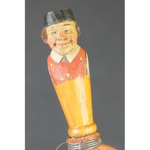 192 - Italian ' Anri ' Carved Folk Art Table Brush, the handle carved and painted in the form of a man, 15... 