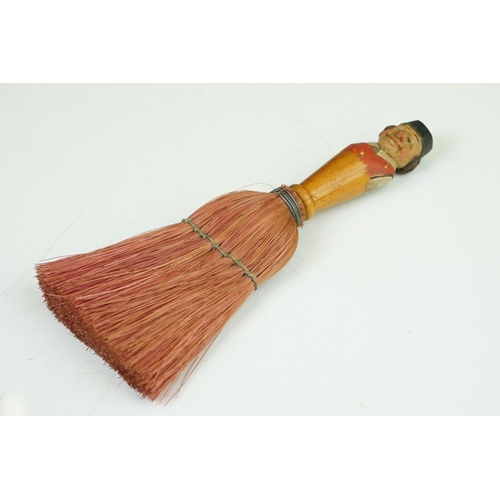 192 - Italian ' Anri ' Carved Folk Art Table Brush, the handle carved and painted in the form of a man, 15... 