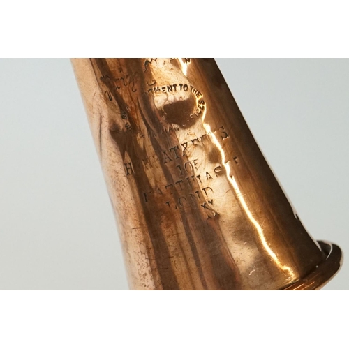 194 - Henry Keats Copper Hunting Horn with nickel mouthpiece, approx 25cm in length.