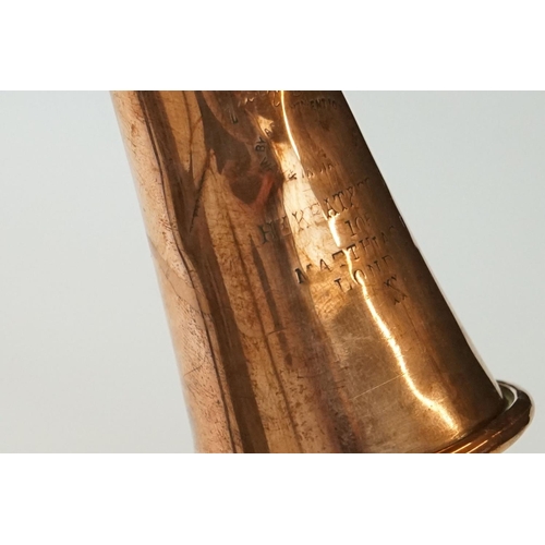 194 - Henry Keats Copper Hunting Horn with nickel mouthpiece, approx 25cm in length.