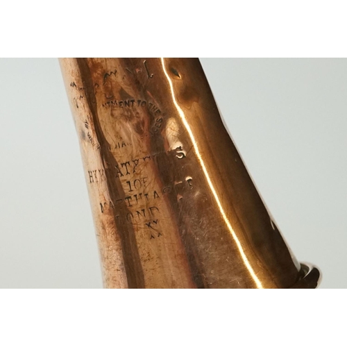 194 - Henry Keats Copper Hunting Horn with nickel mouthpiece, approx 25cm in length.