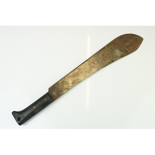 207 - A British military issued World War Two machete with leather scabbard, dated 1944 and broad arrow ma... 