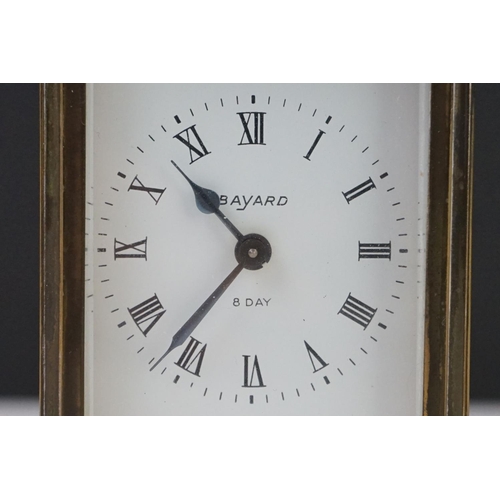 210 - A Bayard 8 Day French carriage clock in brass case with bevelled glass panels.