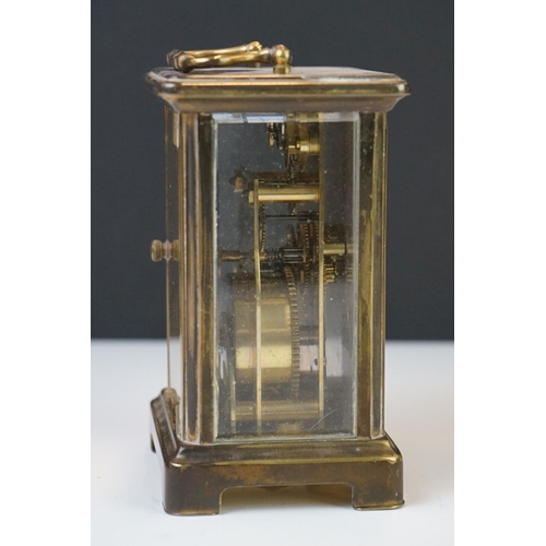 210 - A Bayard 8 Day French carriage clock in brass case with bevelled glass panels.