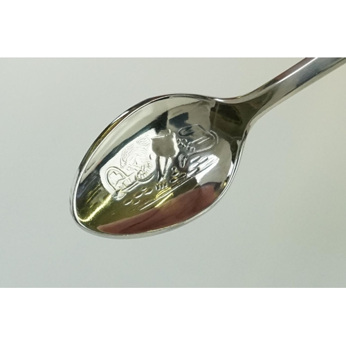 212 - A small collection of commemorative souvenir spoons together with a hallmarked silver and mother of ... 