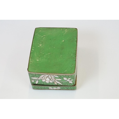 218 - A collection of three oriental cloisonné enamel trinket boxes together with a similar lidded jar.