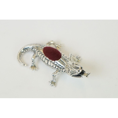 273 - Sterling silver alligator pincushion