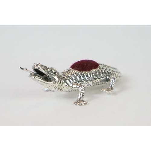 273 - Sterling silver alligator pincushion