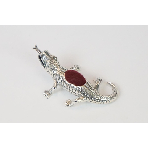 273 - Sterling silver alligator pincushion