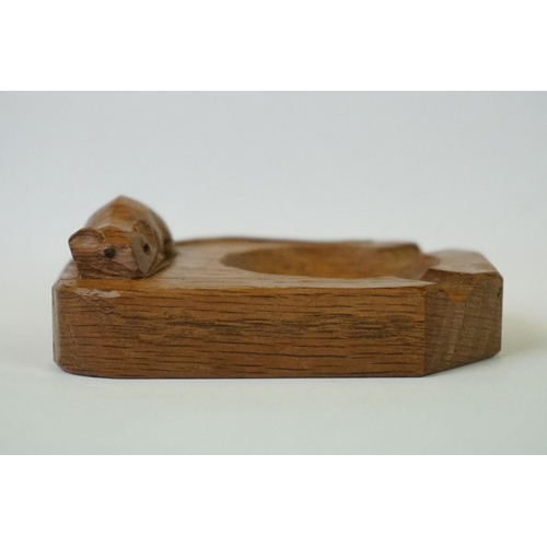 274 - A Robert Mouseman Thompson carved oak ashtray.