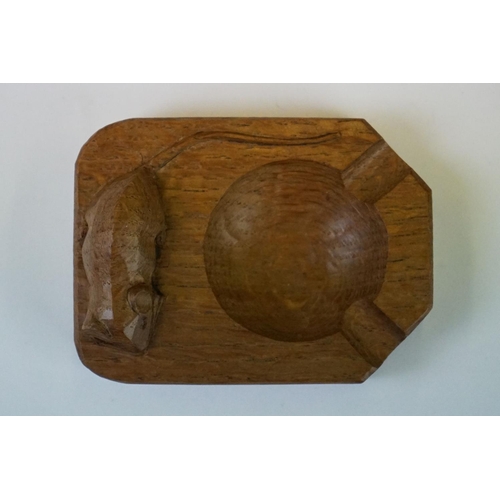 274 - A Robert Mouseman Thompson carved oak ashtray.