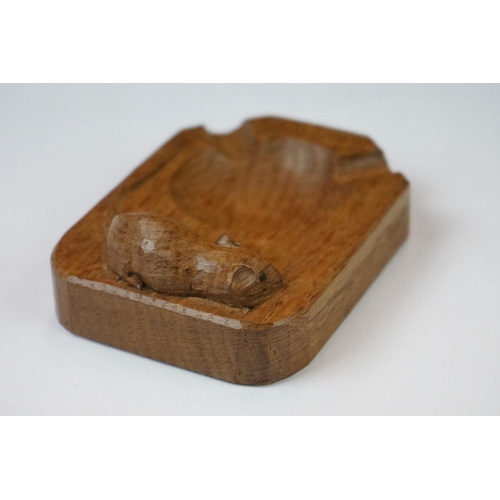 274 - A Robert Mouseman Thompson carved oak ashtray.