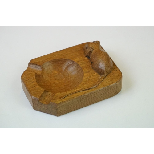 274 - A Robert Mouseman Thompson carved oak ashtray.