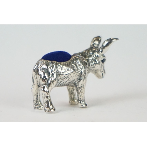 279 - Silver donkey pincushion