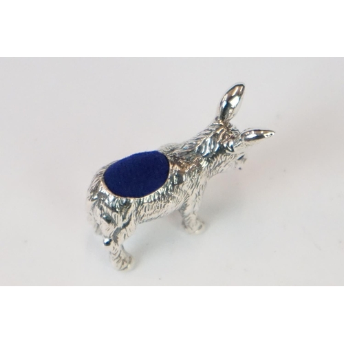 279 - Silver donkey pincushion