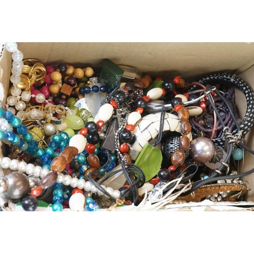 299 - Two boxes of costume jewellery, to include bracelets, necklaces, bangles etc