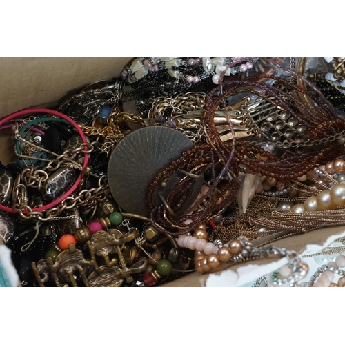 299 - Two boxes of costume jewellery, to include bracelets, necklaces, bangles etc