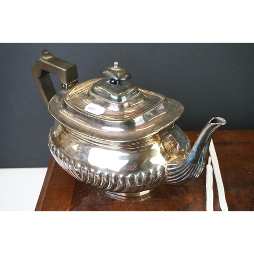 308 - A canteen of silver plated cutlery together with a silver plated teapot and coffee pot and a hallmar... 