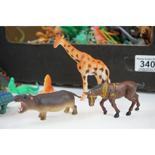 340 - Collection of Plastic Dinosaurs and Farm Animals