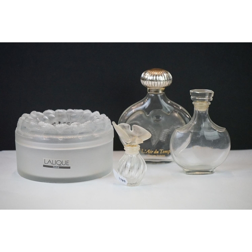 69 - Lalique Frosted Glass ' Dahlia ' Dressing Jar / Powder Box, with label to side and etched Lalique Fr... 