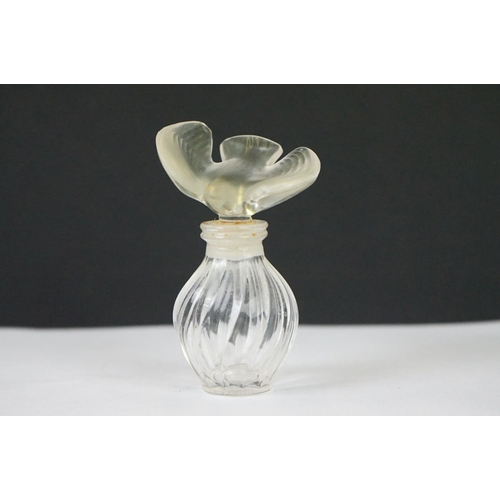 69 - Lalique Frosted Glass ' Dahlia ' Dressing Jar / Powder Box, with label to side and etched Lalique Fr... 