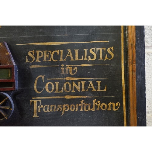 477 - Painted Wooden Relief Reproduction Advertising Sign ' Harrods' Removals ', 61cm x 102cm