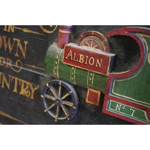 477 - Painted Wooden Relief Reproduction Advertising Sign ' Harrods' Removals ', 61cm x 102cm