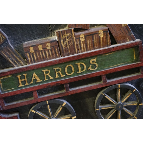 477 - Painted Wooden Relief Reproduction Advertising Sign ' Harrods' Removals ', 61cm x 102cm