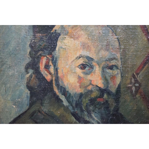 478 - Oil on canvas, a head and shoulder portrait of a bearded man, approx. 36cm x 27cm