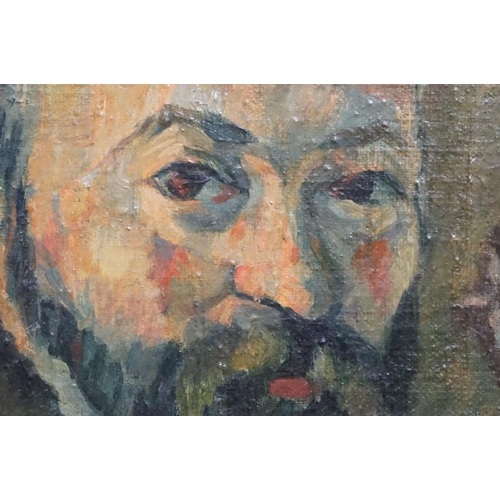 478 - Oil on canvas, a head and shoulder portrait of a bearded man, approx. 36cm x 27cm