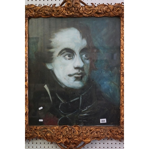 484 - Oil Painting Portrait of Napoleon, 68cm x 58cm, ornate gilt effect framed and glazed