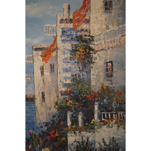 492 - Mid century Oil Painting on Board of a Venice scene signed C. Brown, 51cm x 62cm, gilt framed