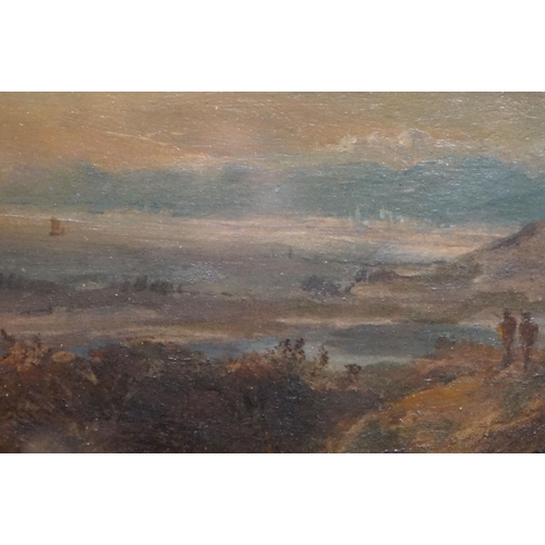 494 - Oil Painting of Figures in a Landscape, possibly North or South American, 22cm x 32cm, framed and gl... 