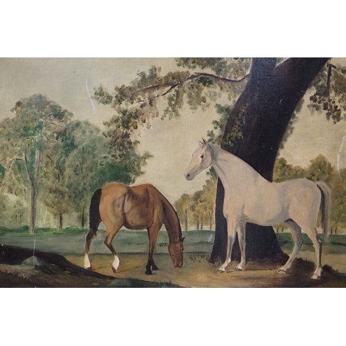 508 - Pair of Oil Paintings on Board of Horses, both signed K Khan, 38cm x 49cm, ornate gilt frames