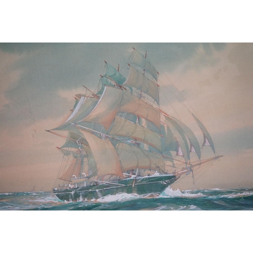 521 - R Macgregor (Wilfred Knox  1884 - 1966) Pair of Watercolours of Sailing Ships at Sea, signed lower l... 