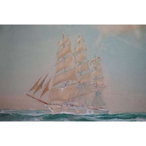 521 - R Macgregor (Wilfred Knox  1884 - 1966) Pair of Watercolours of Sailing Ships at Sea, signed lower l... 