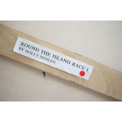 522 - Holly Maslen, contemporary Oil on Canvas titled ' Round the Island Race I ', 40cm x 102cm together w... 