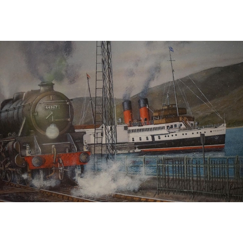 529 - Three Signed Steam Train / Locomotive Prints including Chris Woods ' A Winter's Tale ', 33cm x 49cm,... 